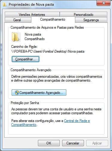 Compartilhar Pastas Vista Windows 7