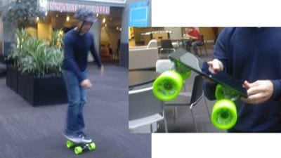 Diretor da Microsoft usa tablet como skate