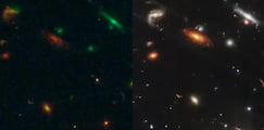 A esquerda, uma imagem capturada pelo saudoso Hubble. a direita, um registro inédito do James Webb