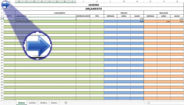 planilha de controle de gastos no cartão de crédito