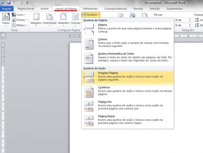 Criando documento em orientação paisagem e retrato