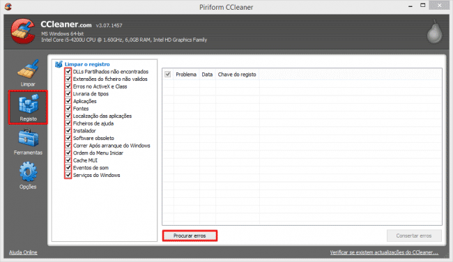 Limpando erros do registro