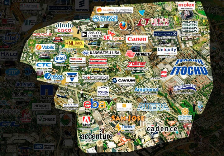 Conheça o mapa do Vale do Silício e suas principais empresas