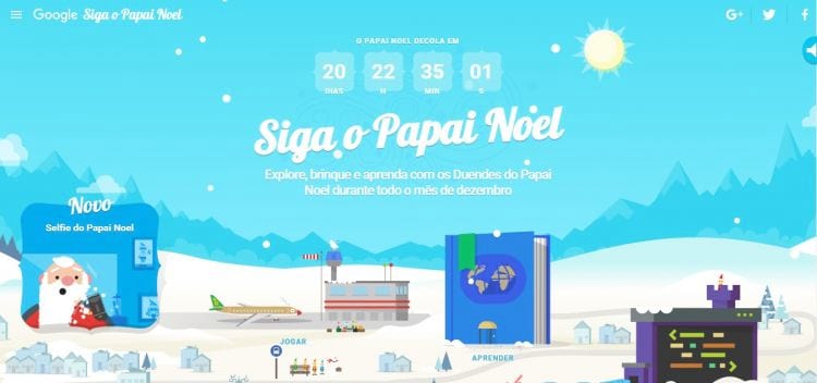 Siga o Papai Noel no Google