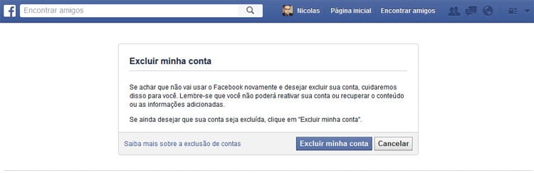 Excluir conta do facebook definitivamente Cancelar_conta