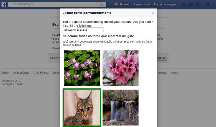 Excluir conta do facebook definitivamente Parte2