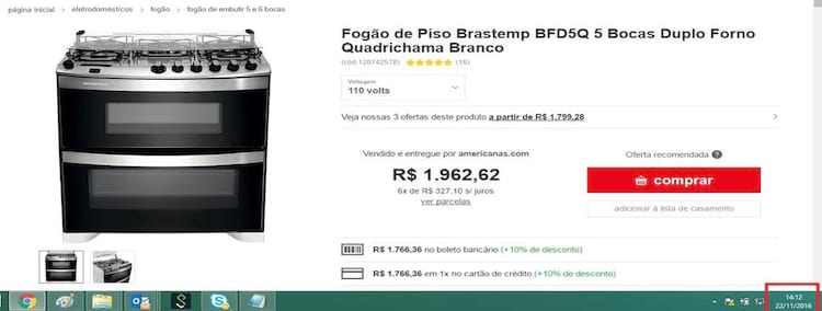 Print da tela feito por consumidor revela diferença de preço em um dia