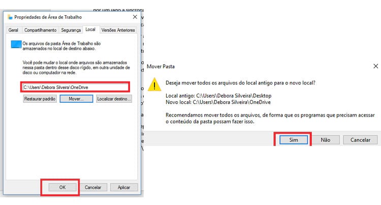 Como sincronizar a área de trabalho do Windows com o OneDrive