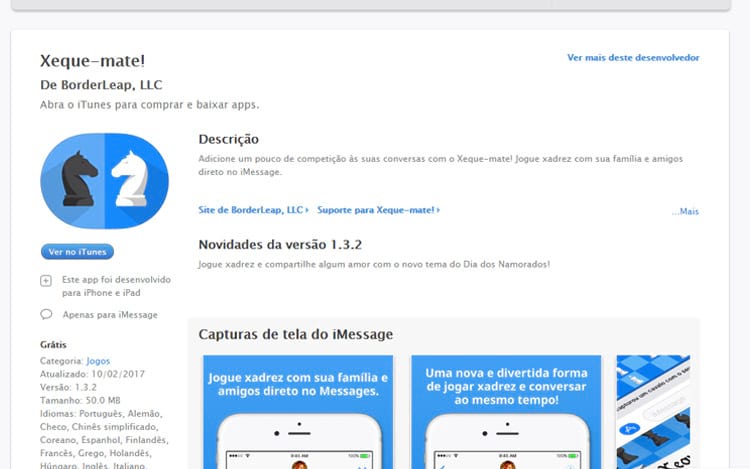 Durante uma semana jogo Xeque-mate fica grátis para iMessage