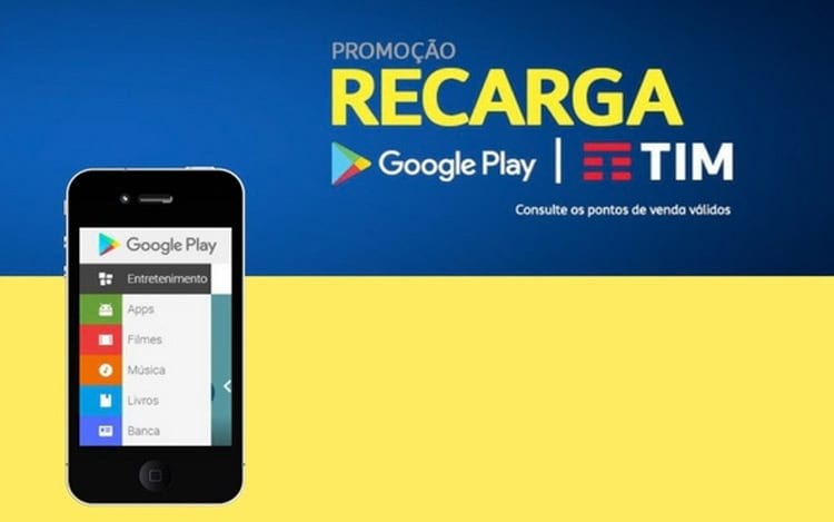 Recarga TIM garante crédito para gastar na Google Play