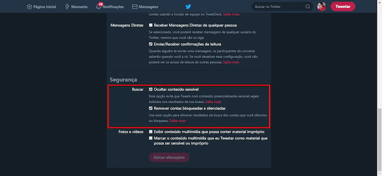 Como ver conteúdo impróprio no Twitter