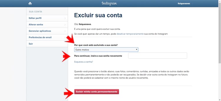 Como desativar conta do instagram pelo celular