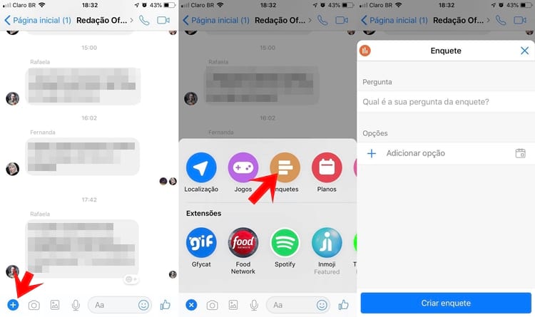 Criar uma enquete no Messenger Criar uma enquete no Messenger