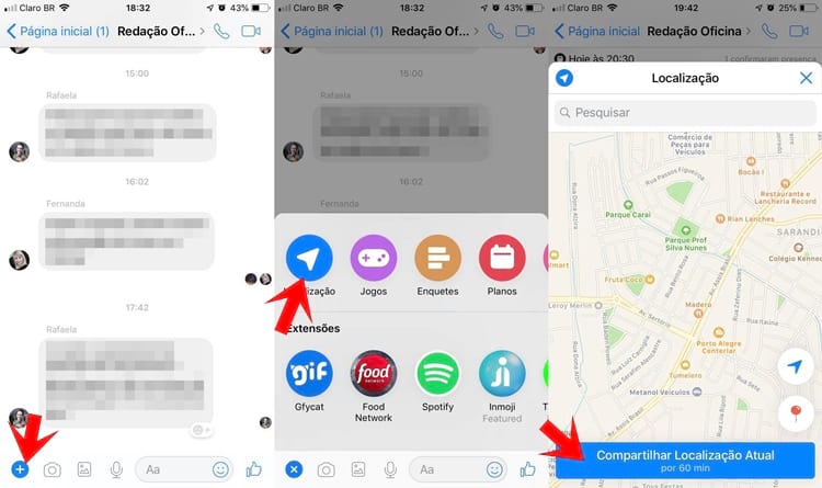 Envie sua localização no Messenger Envie sua localização no Messenger