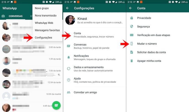 Mudar o número do WhatsApp Mudar o número do WhatsApp