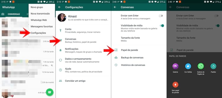 Alterar o papel de parede Alterar o papel de parede