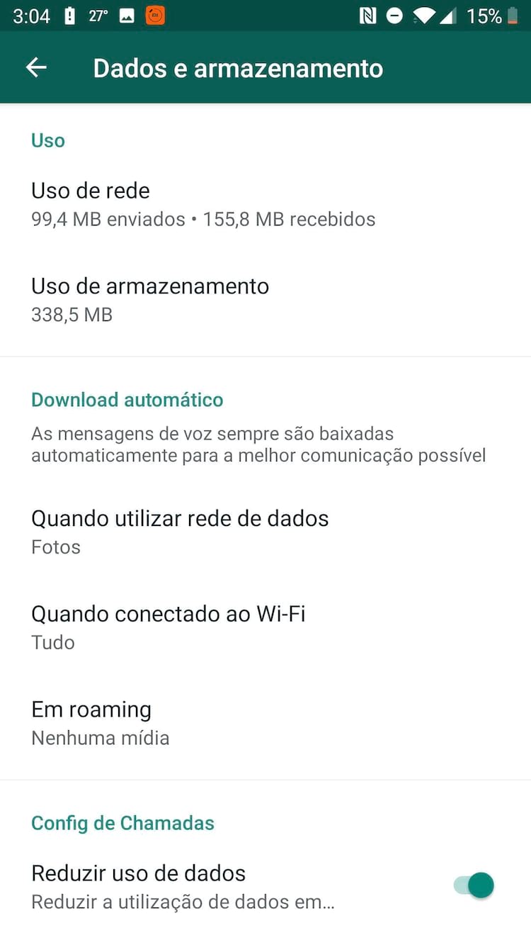 Uso de dados e armazenamento Uso de dados e armazenamento