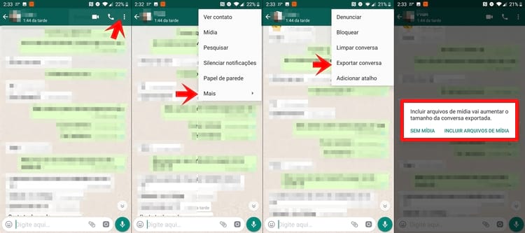 Exportar conversa no WhatsApp Exportar conversa no WhatsApp