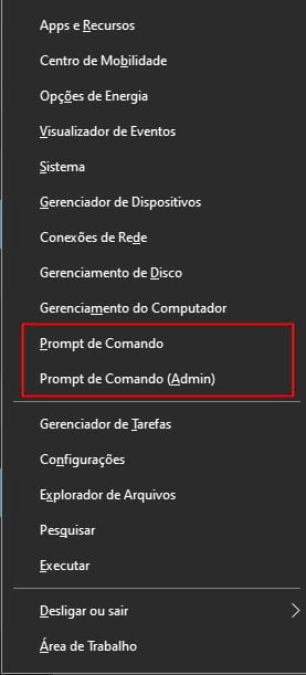 Apresentar 'Abrir janela de Comando aqui' no Explorer do Windows 10 e  executar como Administrador