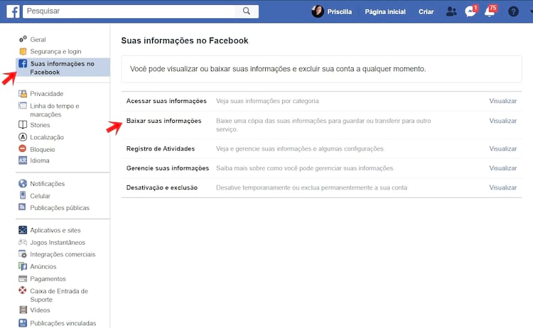 deletar facebook link