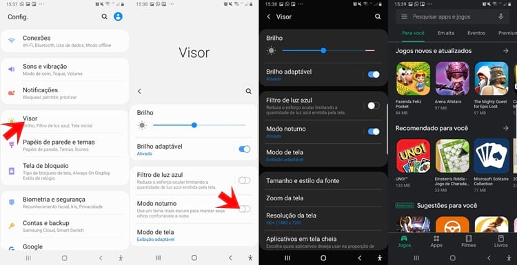 Como usar o modo escuro da Google Play Store