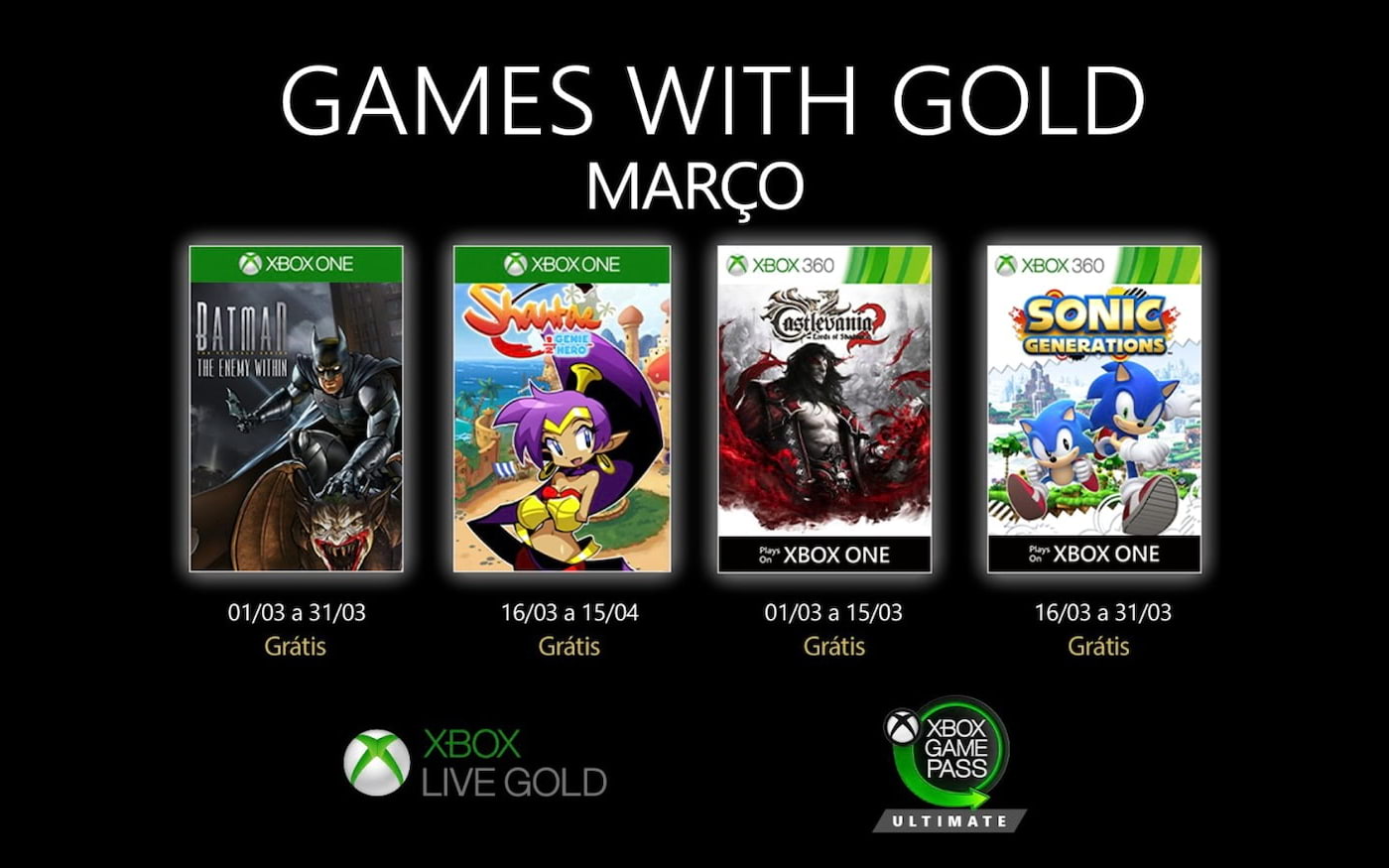 Microsoft revela os jogos grátis de março para os assinantes do Xbox Live  Gold