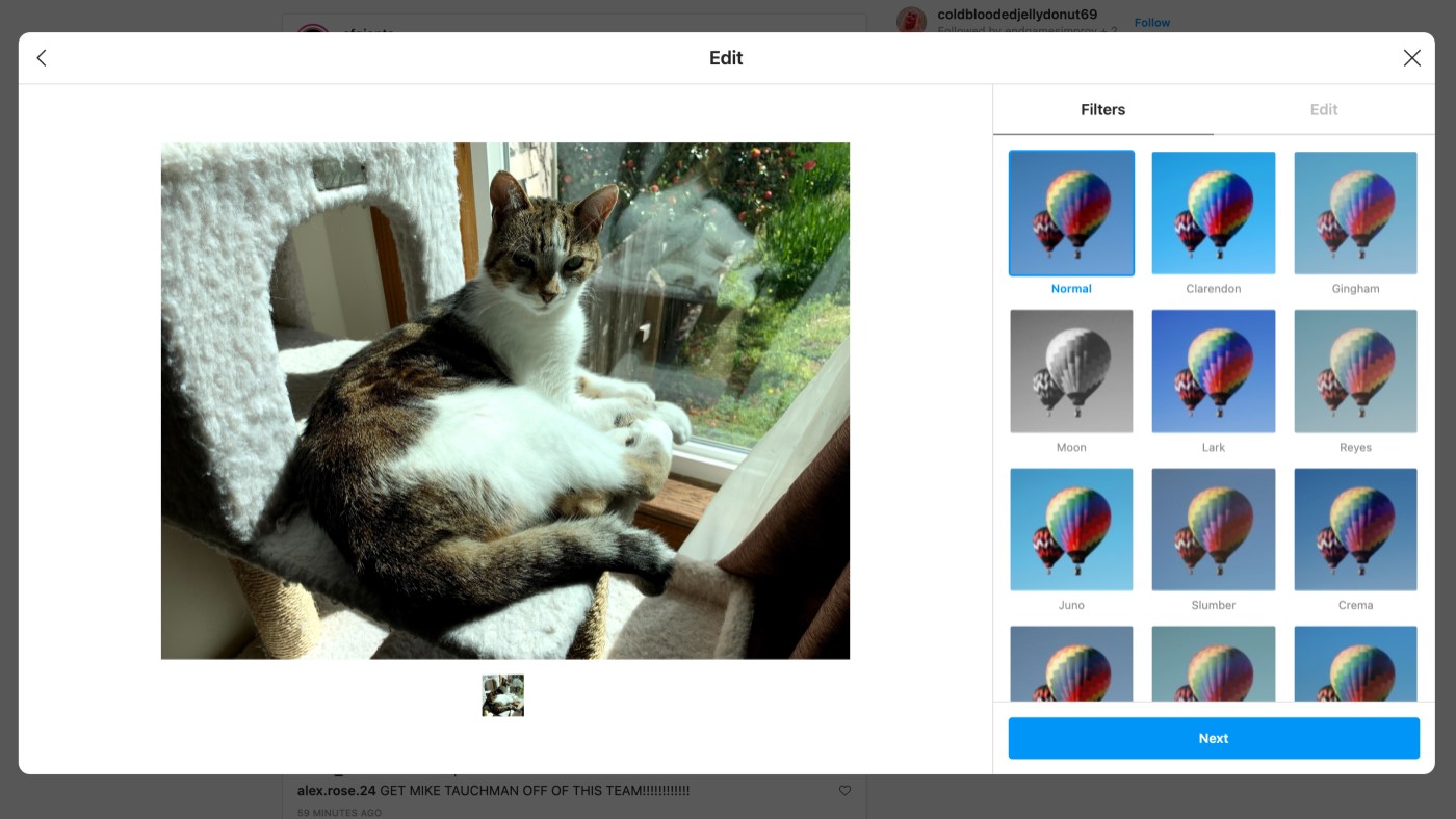 Instagram tests posting photos from PC