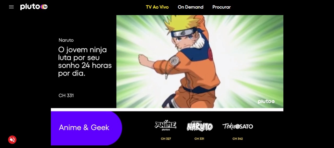 Naruto' está disponível gratuitamente no On Demand da Pluto TV