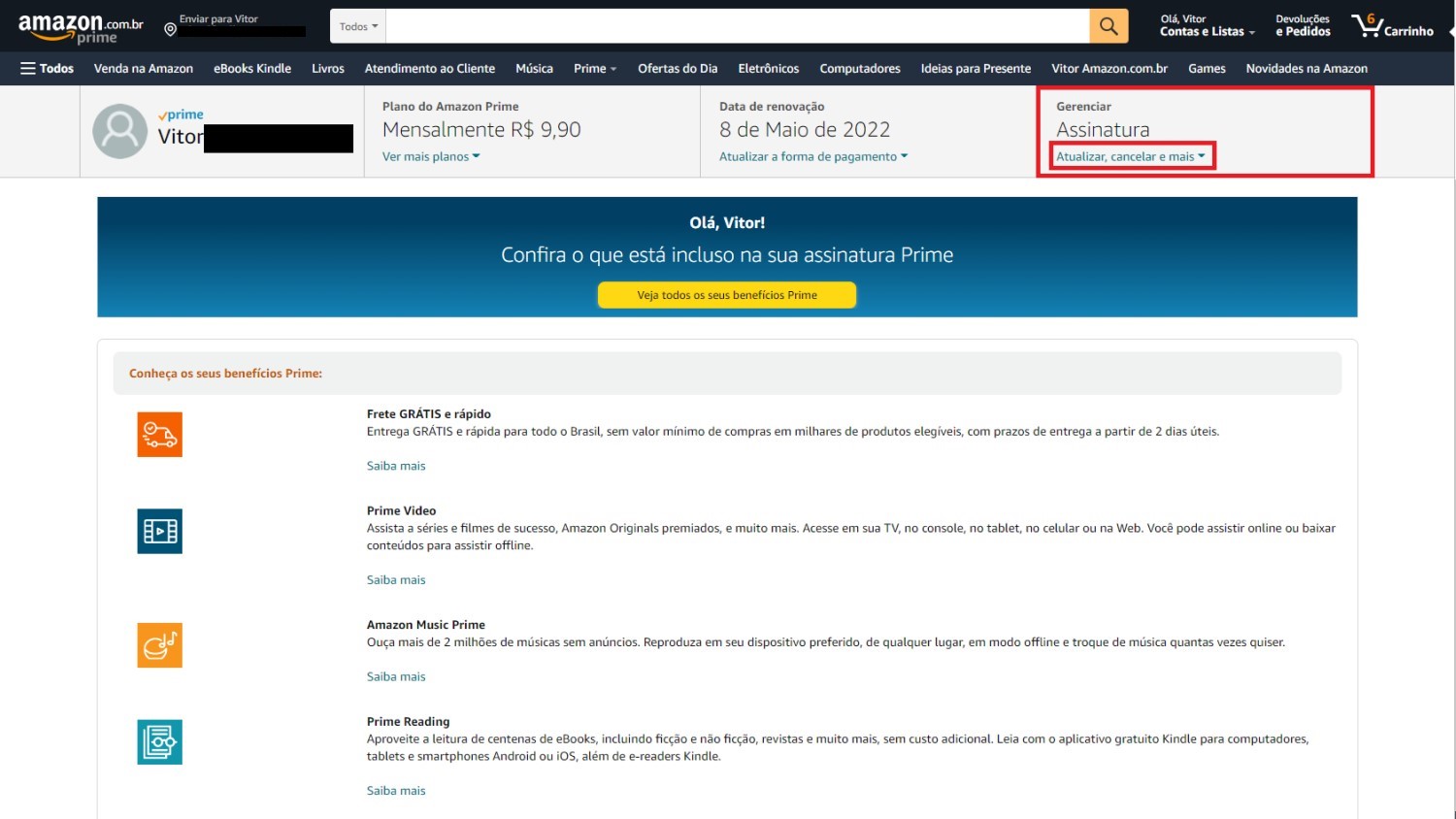 Como cancelar o  Prime Video