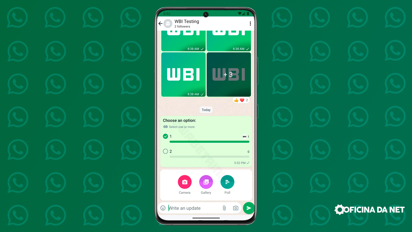 WhatsApp testa enquetes em canais