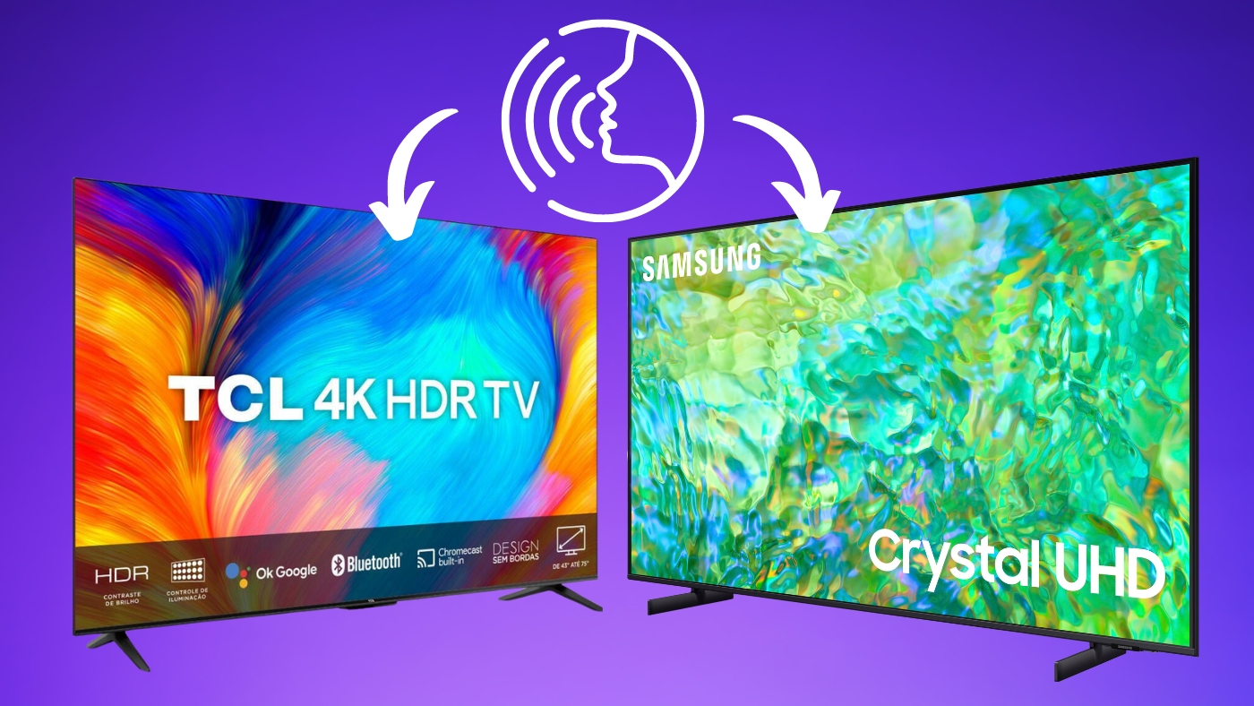 Duas smart TVs com comando de voz para baratas para comprar em 2024. Fonte: Oficina da Net