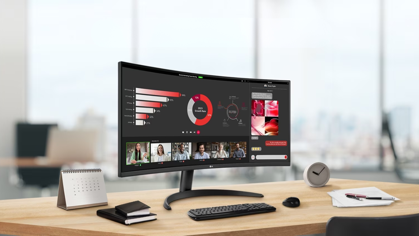 Monitor LG UltraWide Curvo. Imagem: LG/Reprodução
