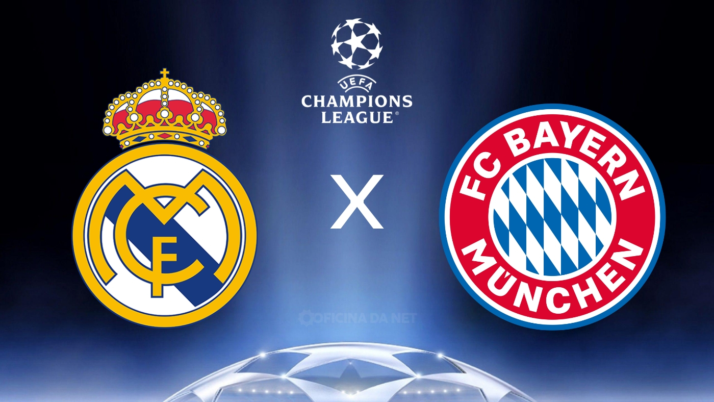 Onde assistir a Real Madrid x Bayern de Munique hoje na Champions. Imagem: Oficina da Net