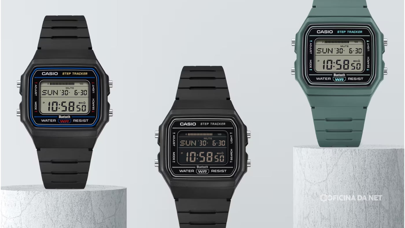 Casio lança relógio que parece o clássico F-91W, mas conta passos e tem Bluetooth; veja o preço