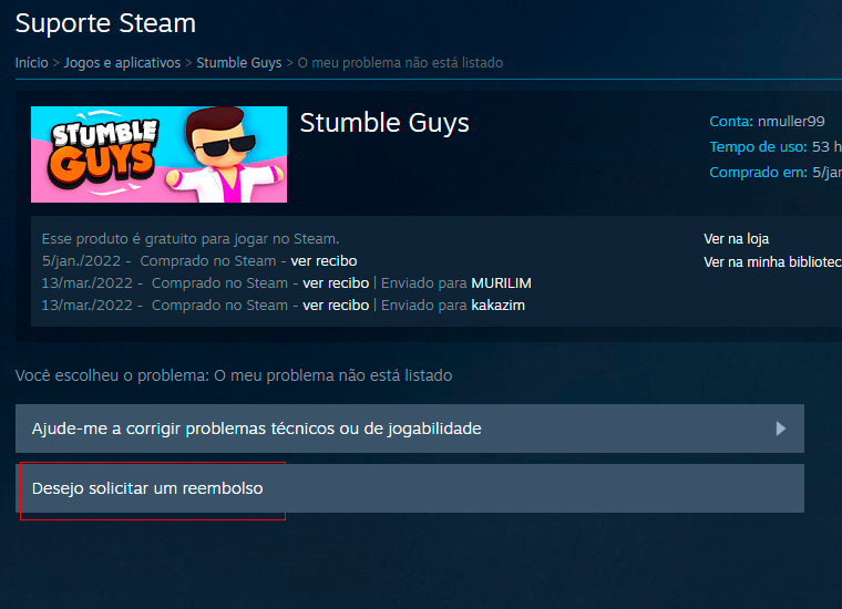 Reembolsos no Steam