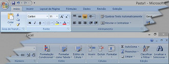 Menu início do Office Excel