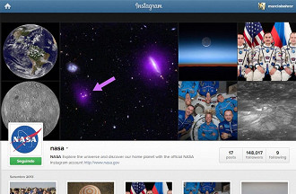Página inicial do Instagram da NASA