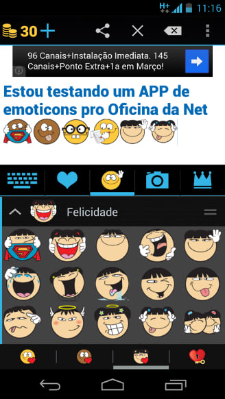 Escrevendo a mensagem, com vários emoticons!!