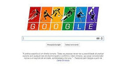 Cores da bandeira Gay são expostas no Doodle comemorativo das Olimpíadas de Inverno Cores da bandeira Gay são expostas no Doodle comemorativo das Olimpíadas de Inverno