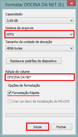 Formate o pendrive