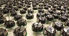 Robozinhos trabalham juntos em teste científico Robozinhos trabalham juntos em teste científico