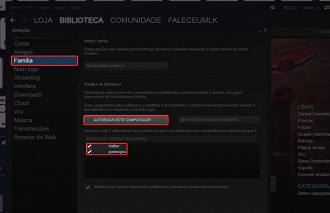 Como compartilhar a biblioteca de jogos na Steam?