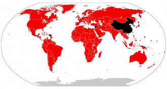 Países em vermelho onde a Netflix está presente