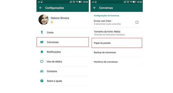 Como mudar a cor da tela de fundo do WhatsApp