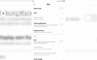 Entre em Mais no menu de configurações Entre em Mais no menu de configurações