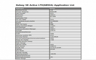 Parte da lista dos Apps do Active Galaxy S8