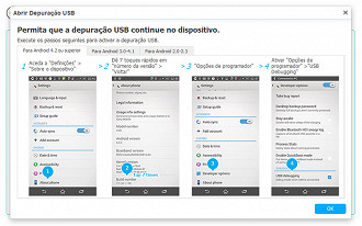 Modo depuração USB.