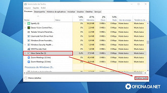 Finalize o Xbox Game Bar pelo Gerenciador de Tarefas.