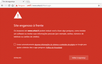 Google Chrome alerta para o perigo de acessar o site