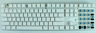 Backplate branca do Pro L logo abaixo das keycaps